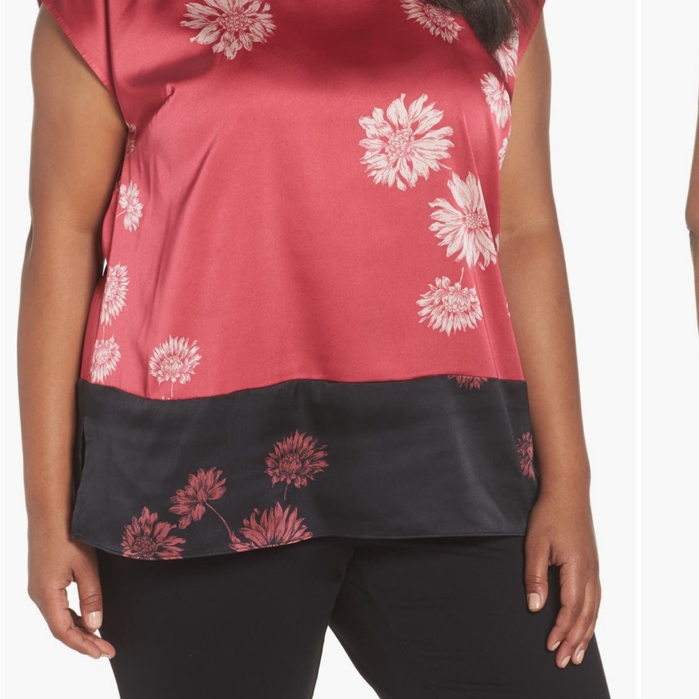 Vince Camuto Chateau Floral Print Top - Pink Rose